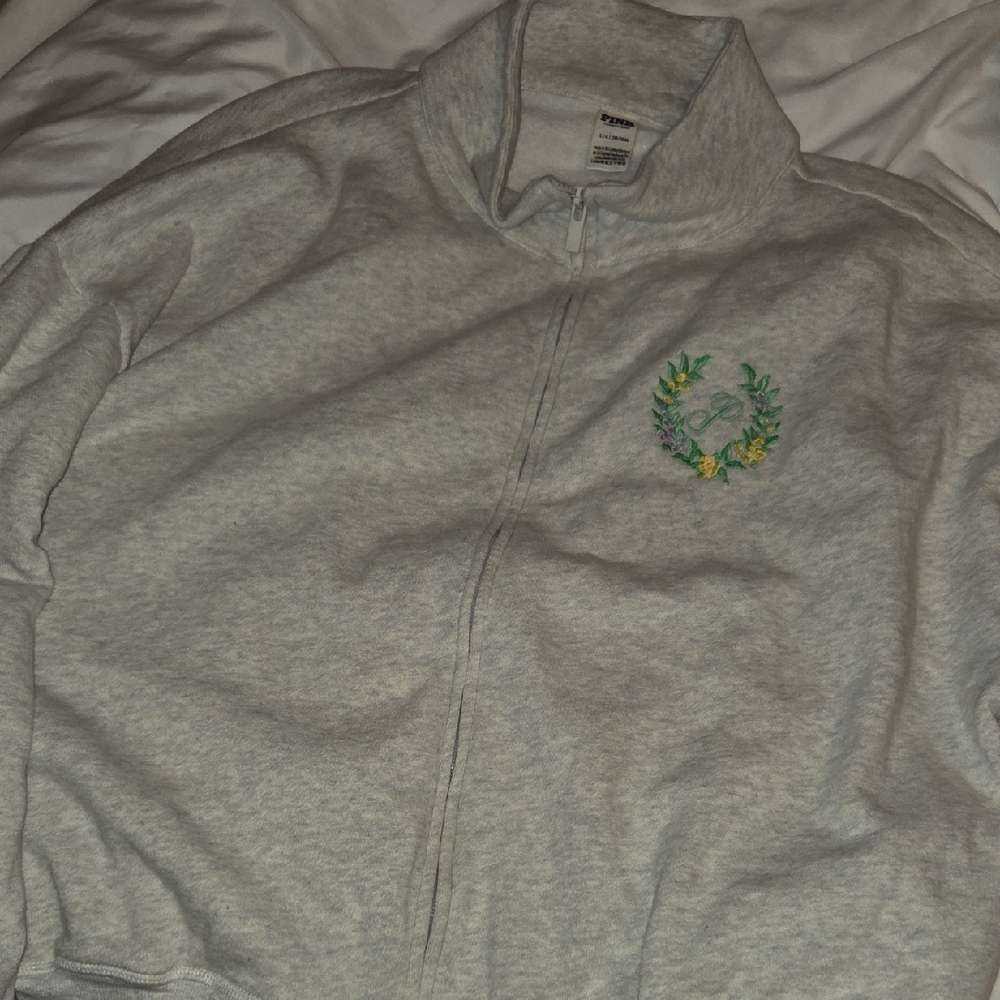 PINK Victoria's Secret Heather Gray Jacket with Embroidered Logo